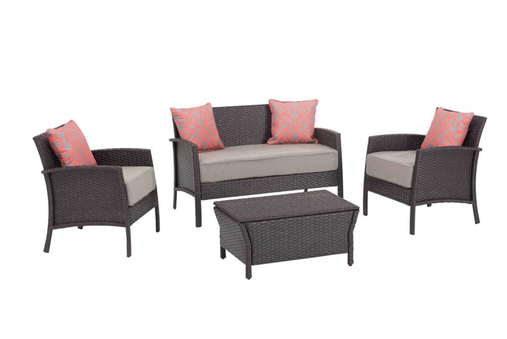 Hampton Bay Hb Round Lake Beach 4pc Wicker Set | The Home ...