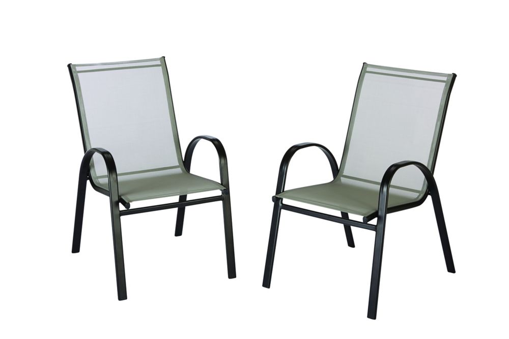 Unbranded Outdoor Sling Stack Chair in Grey The Home Depot Canada