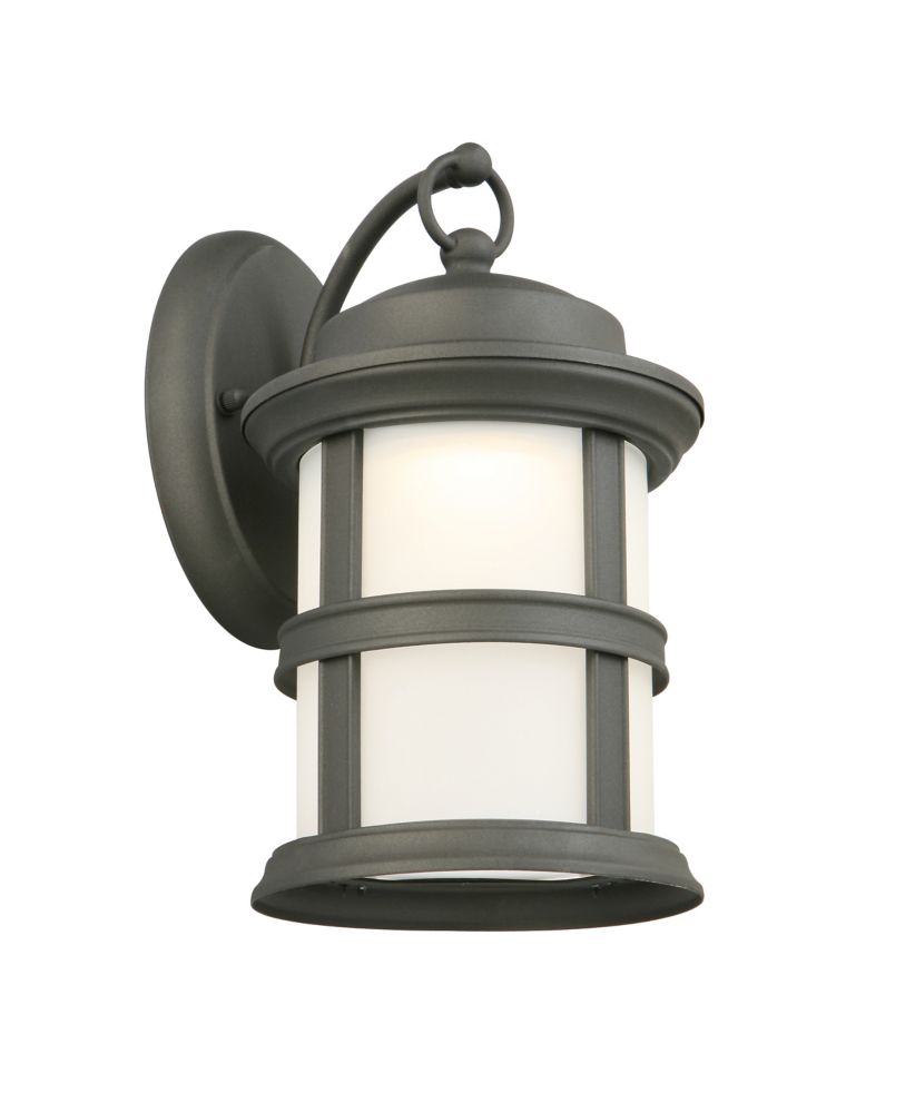 Hampton Bay 1 Light Black Led Outdoor Wall Lantern With Frosted