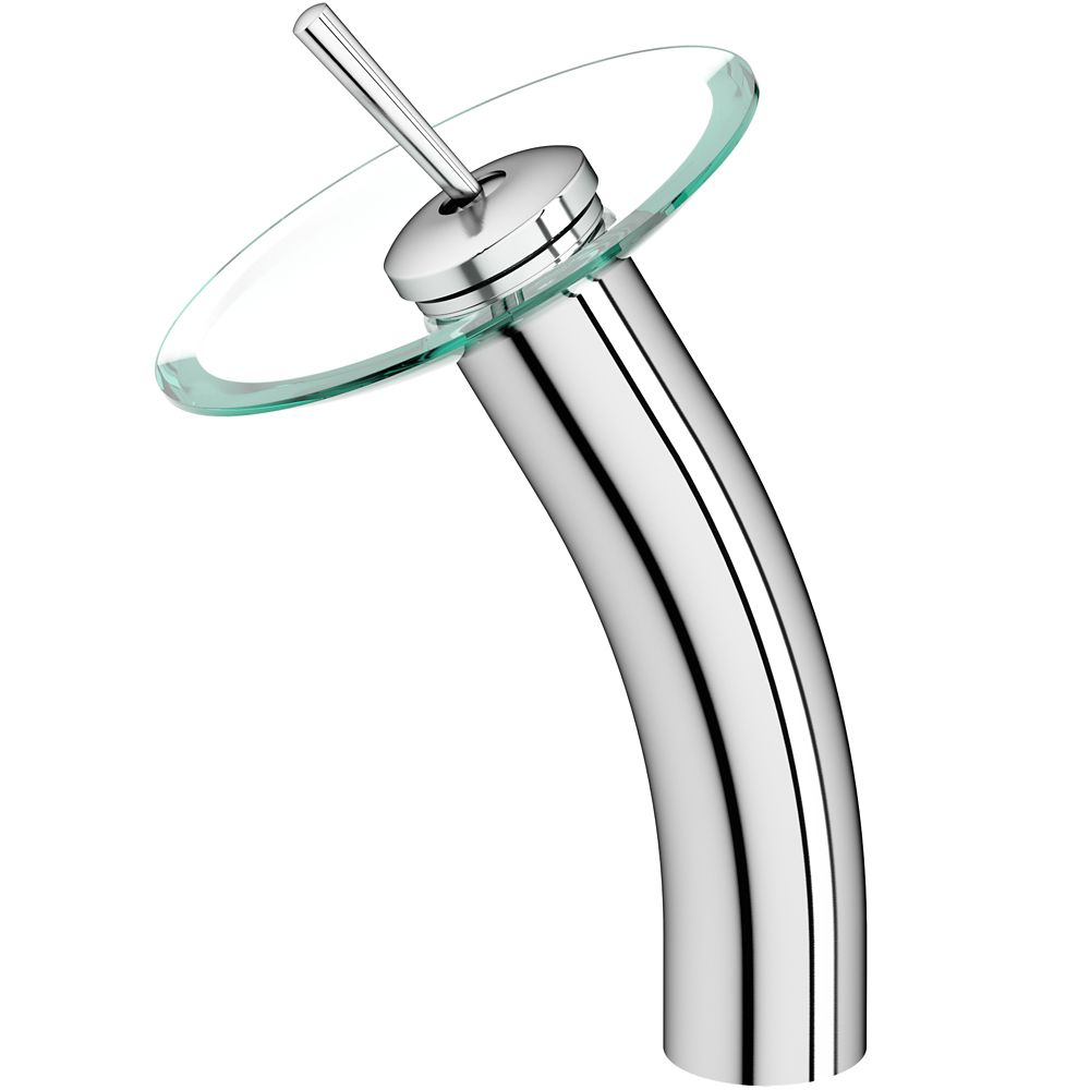 Vigo Waterfall Glass Disk Single Hole SingleHandle Bathroom Faucet in