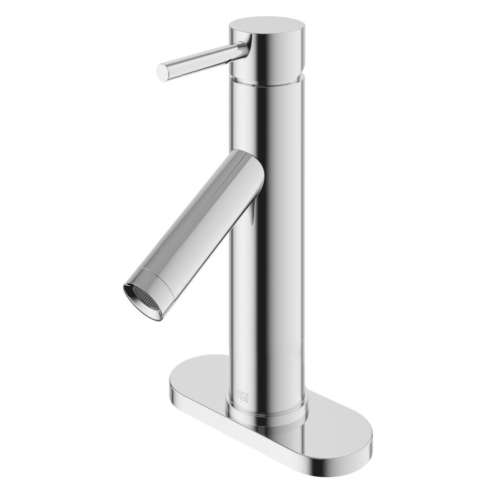 Vigo Single Hole 1 Handle Bathroom Faucet In Chrome With Deck Plate The Home Depot Canada 8585