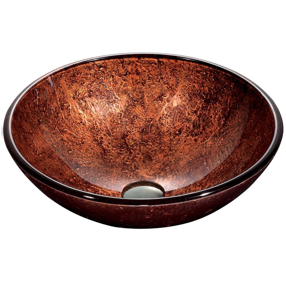 Vigo Mahogany Handmade Countertop Glass Round Vessel Bathroom Sink in