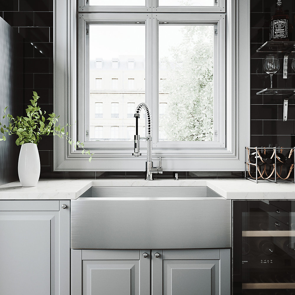 All In One 30 Inch Stainless Steel Single Bowl Undermount Kitchen Sink With Pull Down Faucet Chrome And Soap Dispenser
