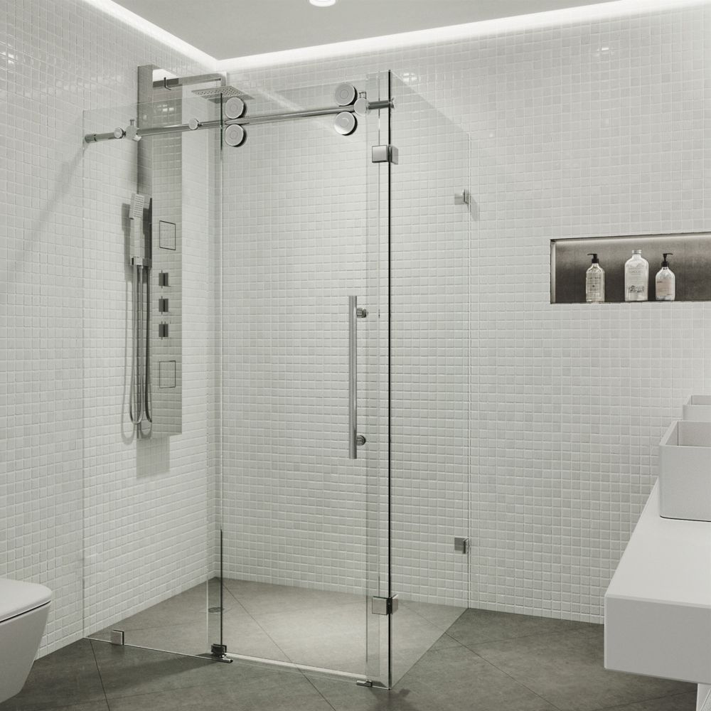Vigo VIGO 40Inch x 40Inch Frameless Shower Stall in Clear with Chrome