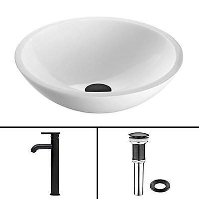 Vigo Flat Edged Stone Vessel Sink In White Phoenix With Seville