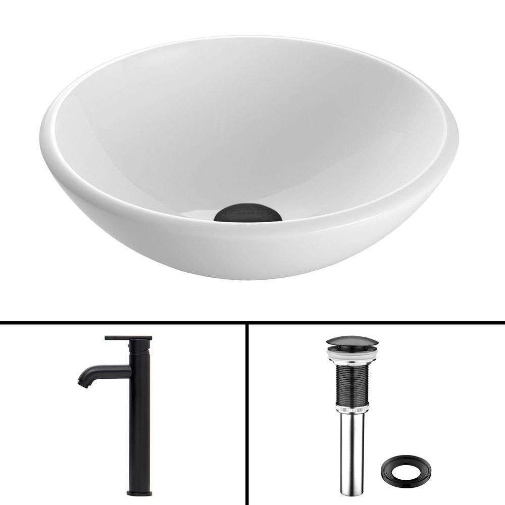 Vigo ensemble white phoenix stone lavabo et robinet seville noir ...