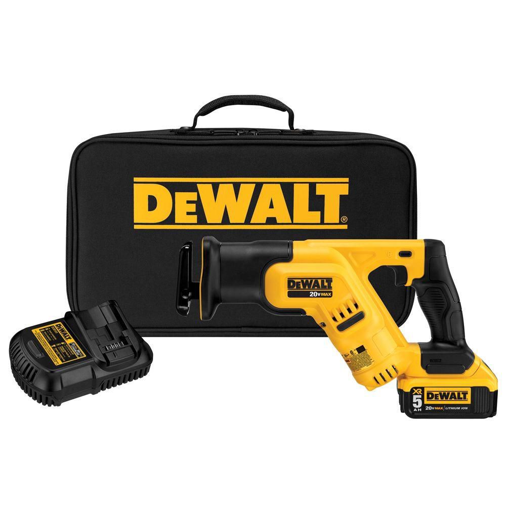 DEWALT 20V MAX LiIon Compact Reciprocating Saw (5.0Ah) with 1 Battery and Bag The Home Depot