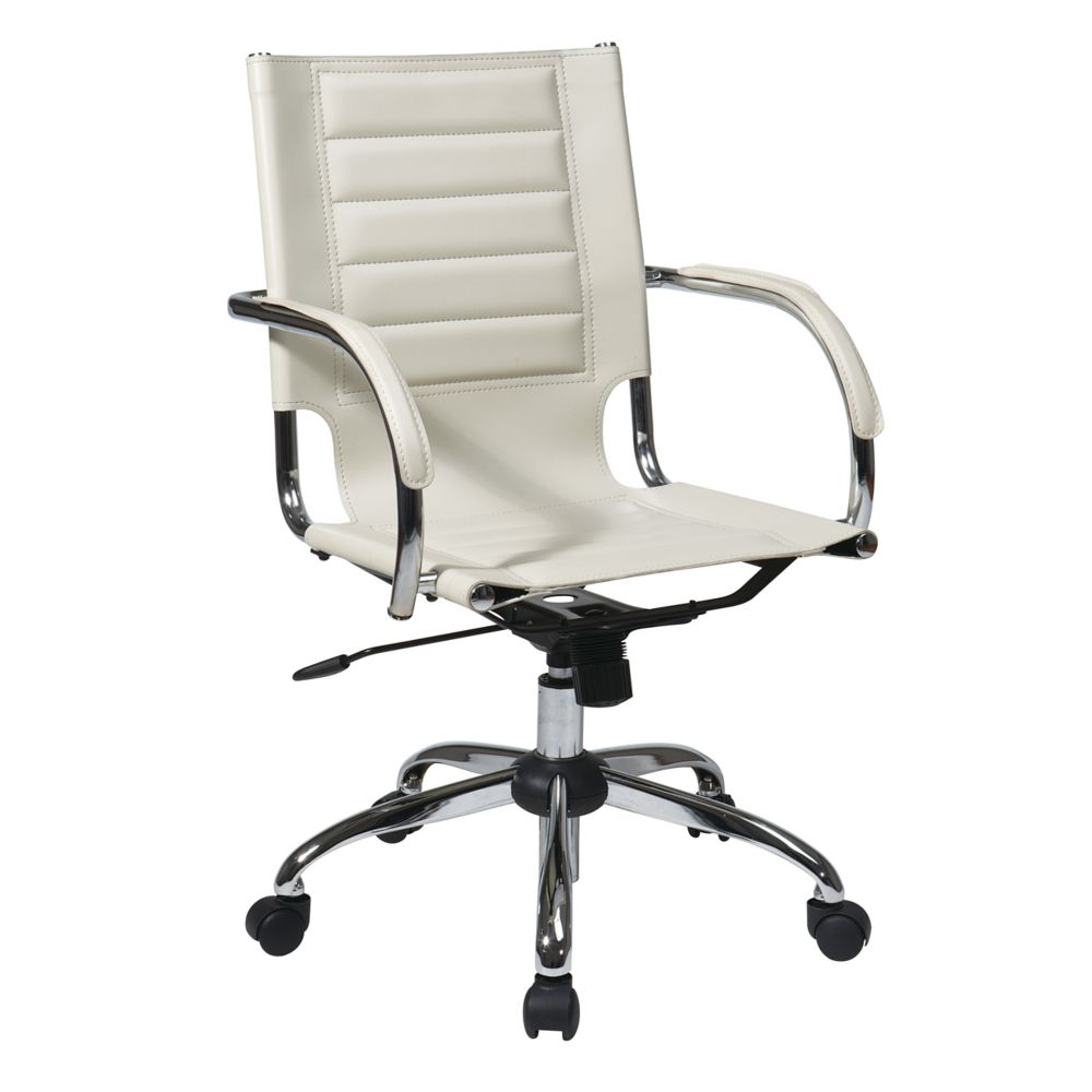 Cream Trinidad Office Chair With Padded Arms And Chrome Accents