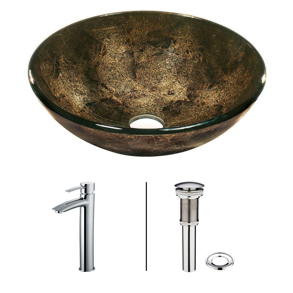 ... Glass Vessel Sink and Waterfall Faucet Set VGT040CHRND Canada Discount