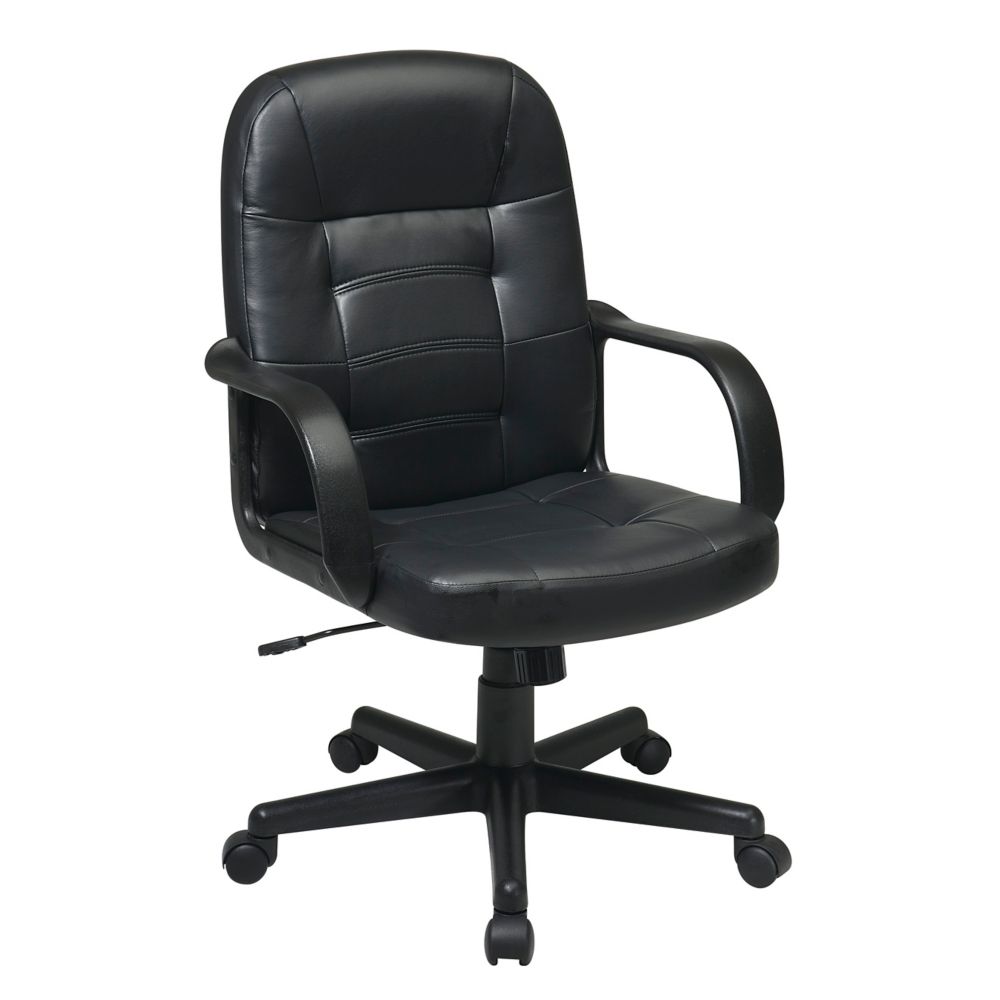 Work Smart Mid Back Bonded Leather Managers Chair in Black The Home