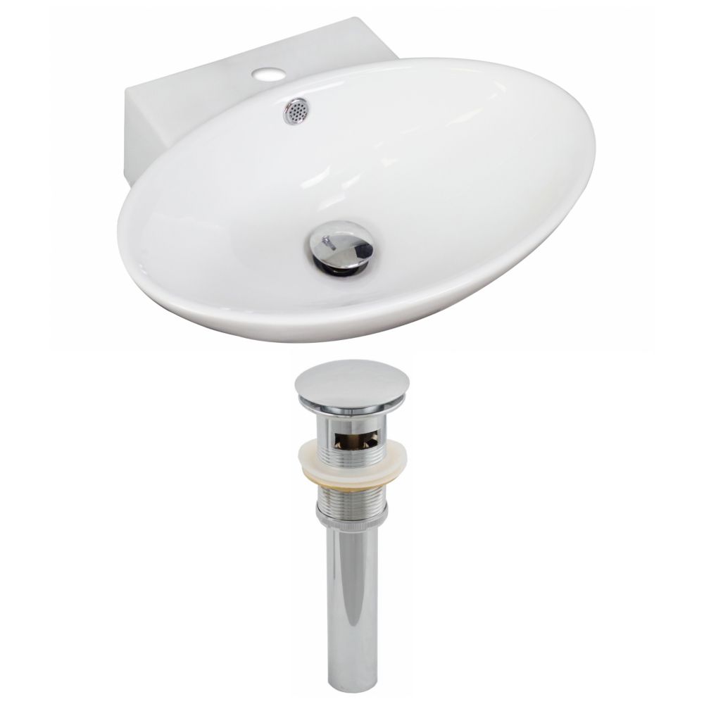 American Imaginations 21inch W x 15inch D Oval Vessel Sink in White