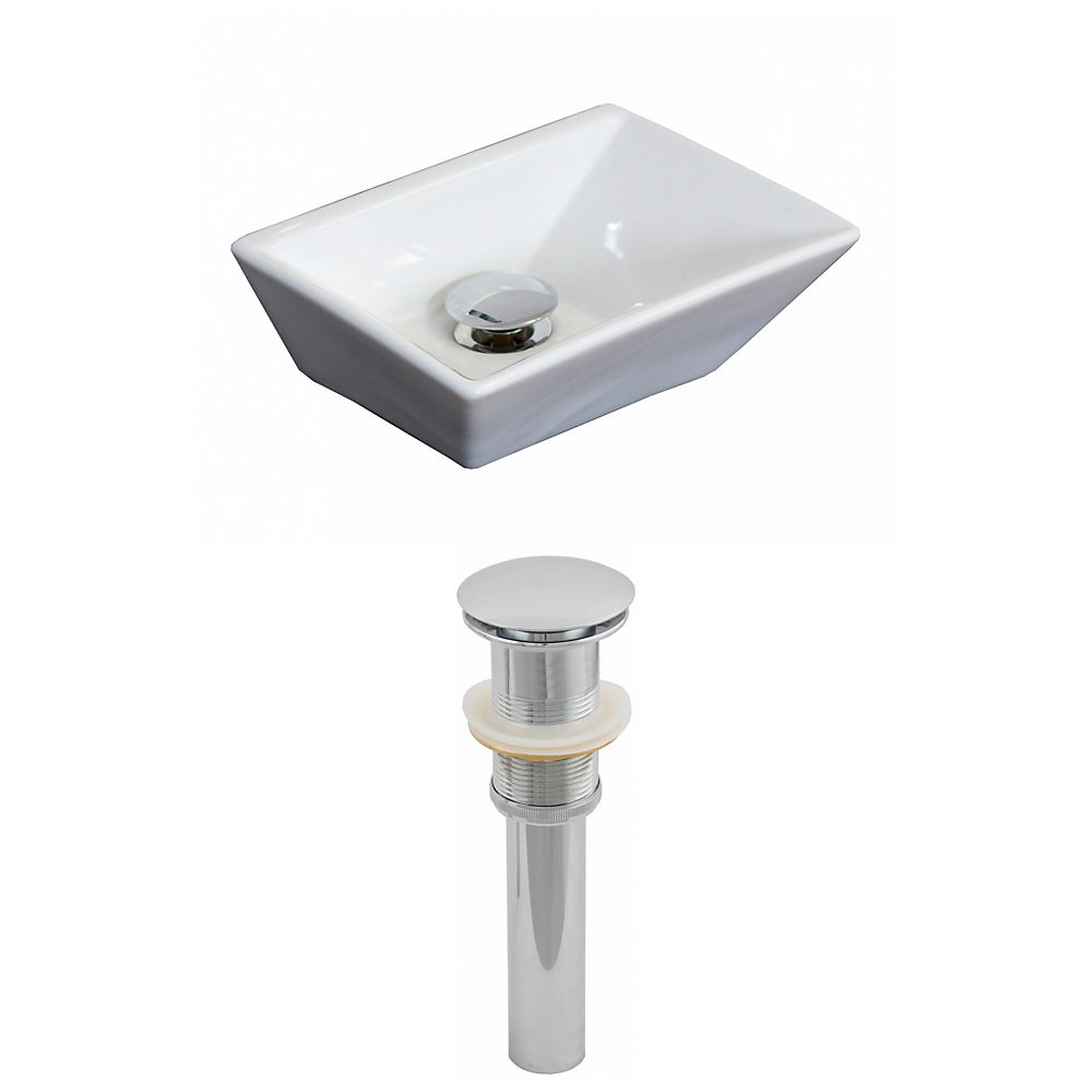12 Inch W X 9 D Rectangular Vessel Sink In White With Drain