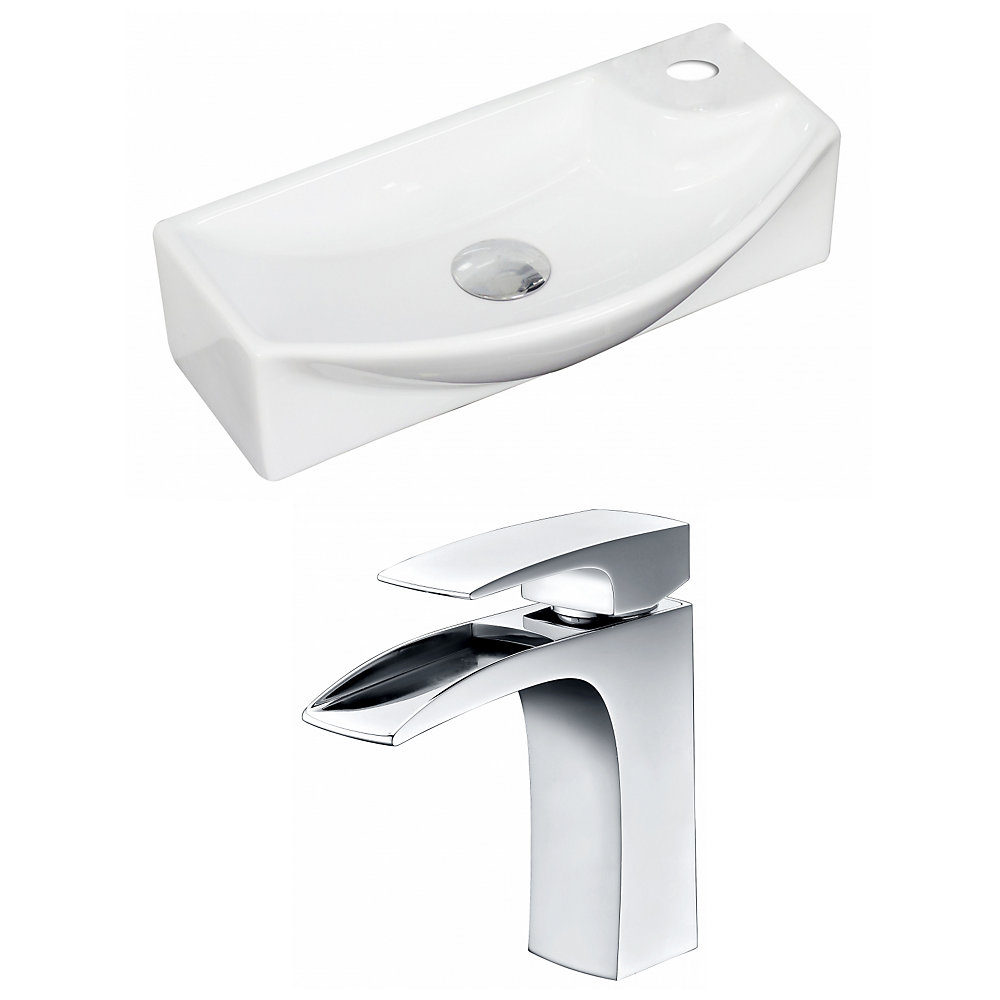 18 Inch W X 9 D Rectangular Vessel Sink In White With Faucet