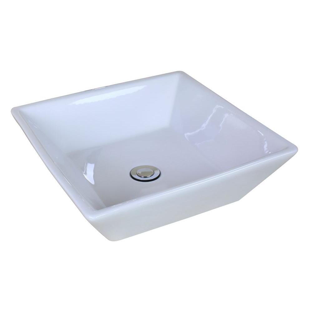 American Imaginations 16 1/8inch W x 16 1/8inch D Square Vessel Sink in White The Home Depot