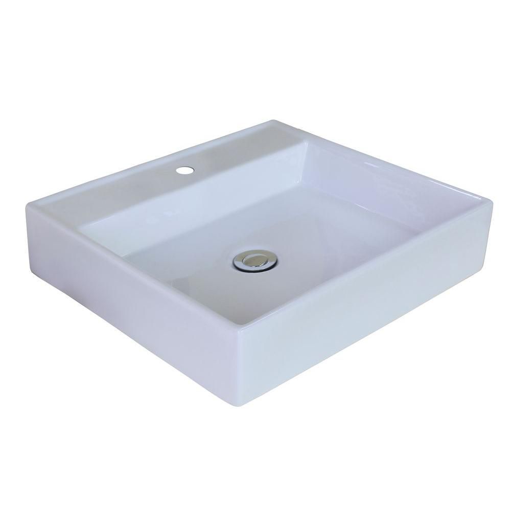 American Imaginations 17inch W x 17inch D Rectangular Vessel Sink in White The Home Depot Canada