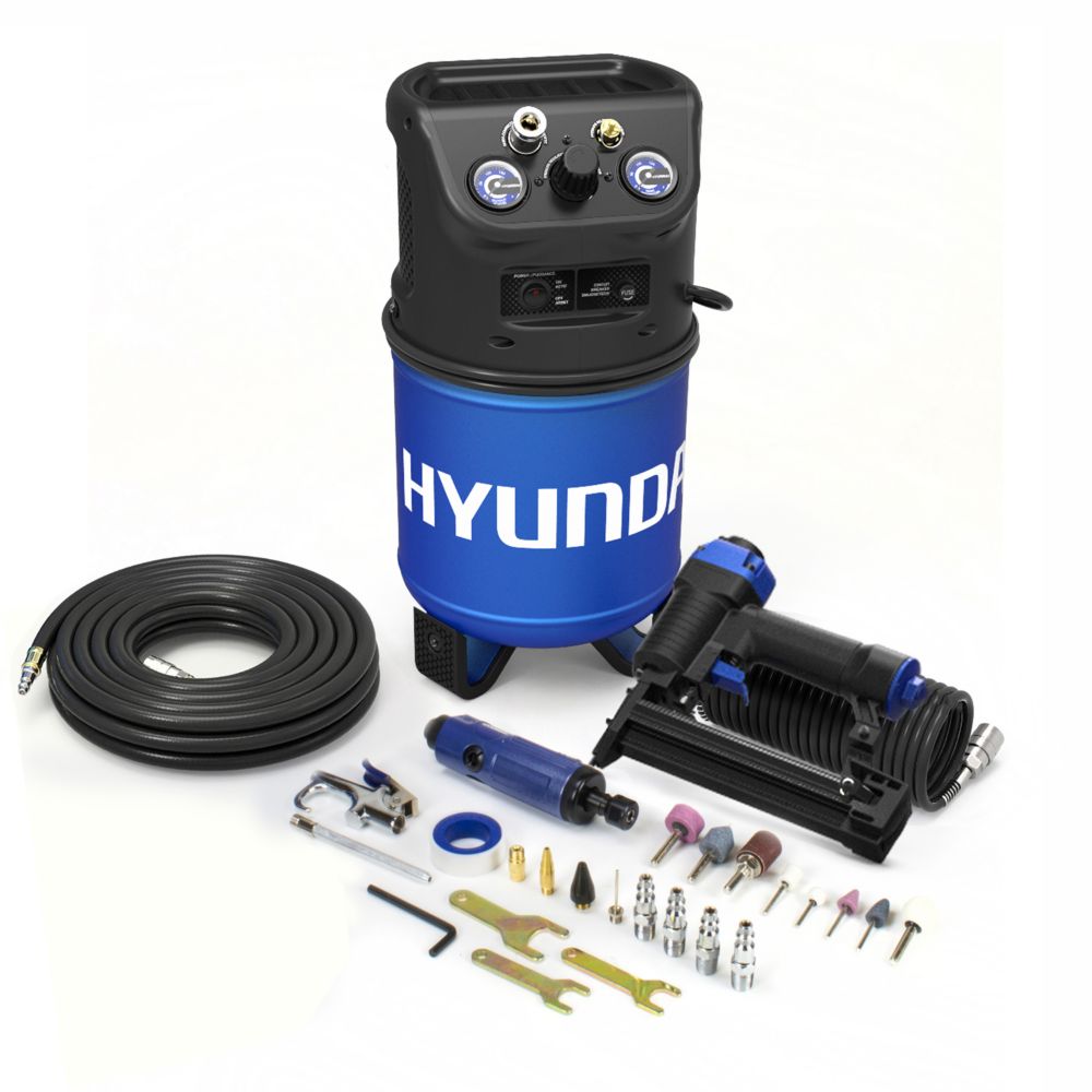 Hyundai 3 Gal. Portable Electric Air Compressor With 5Tool Carpentry