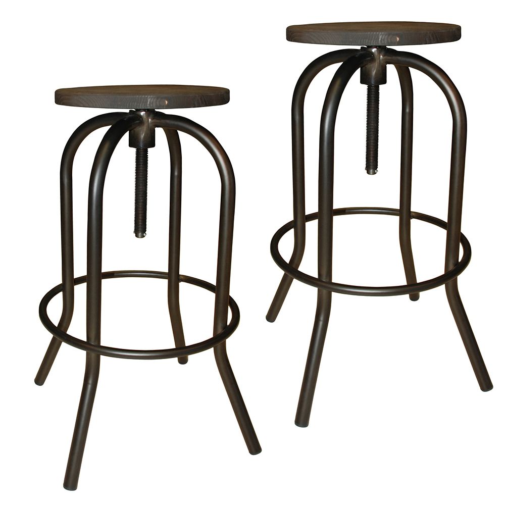 Nspire Arlo Solid Wood Brown Industrial Backless Armless Bar Stool