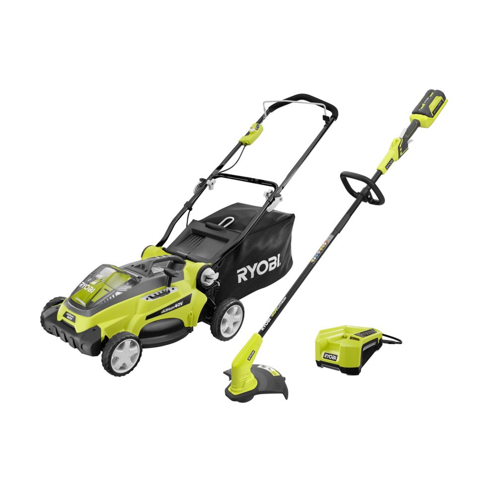 40V Lithium Ion Electric Cordless Mower and String Trimmer Combo Kit
