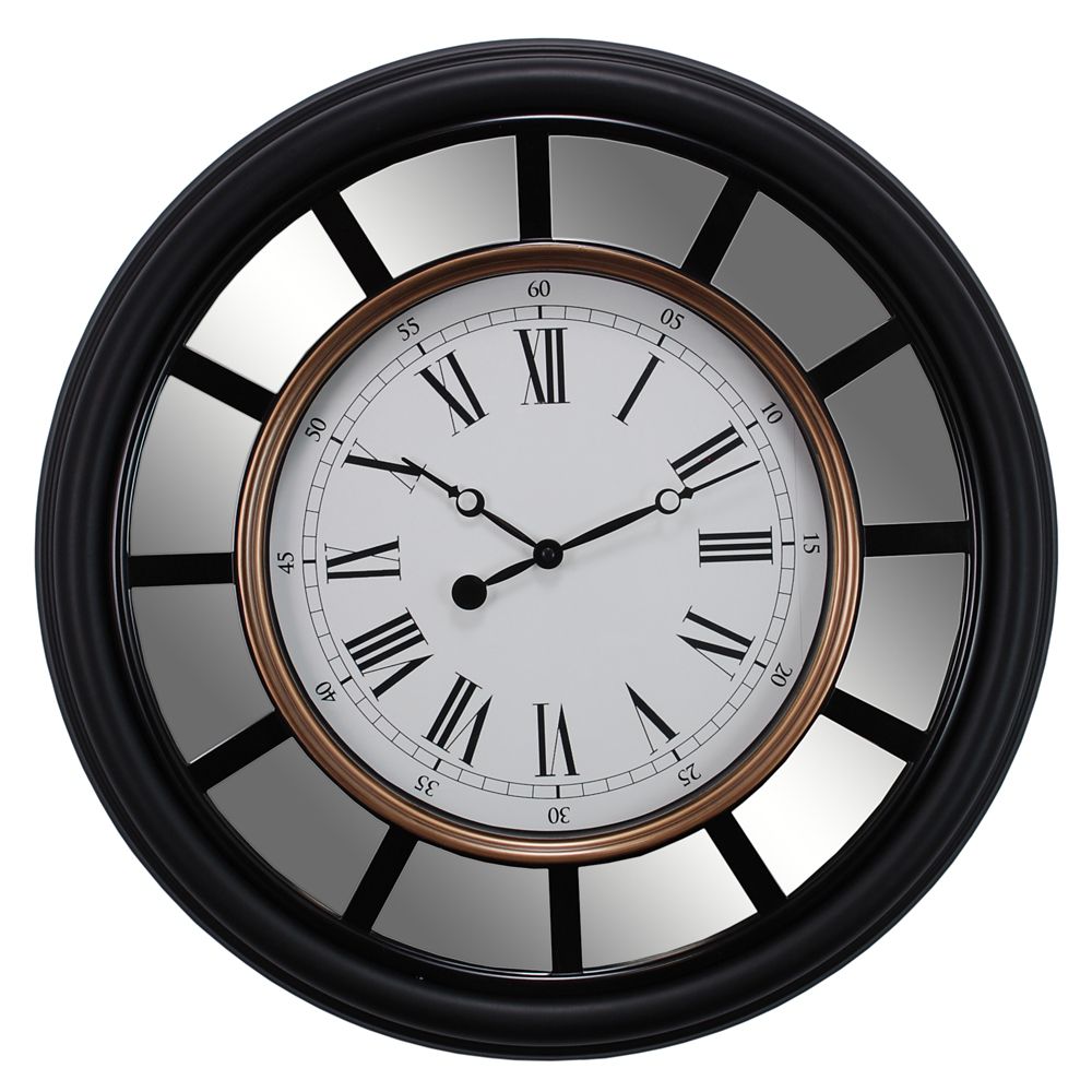 Kiera Grace Vintage Mirrored 22 Inch. Wall Clock With Smooth moulded