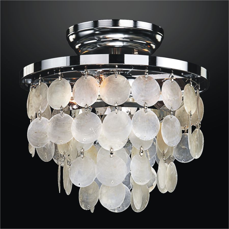 10 Inch W Round Capiz Shell Flush Mount Light Fixture