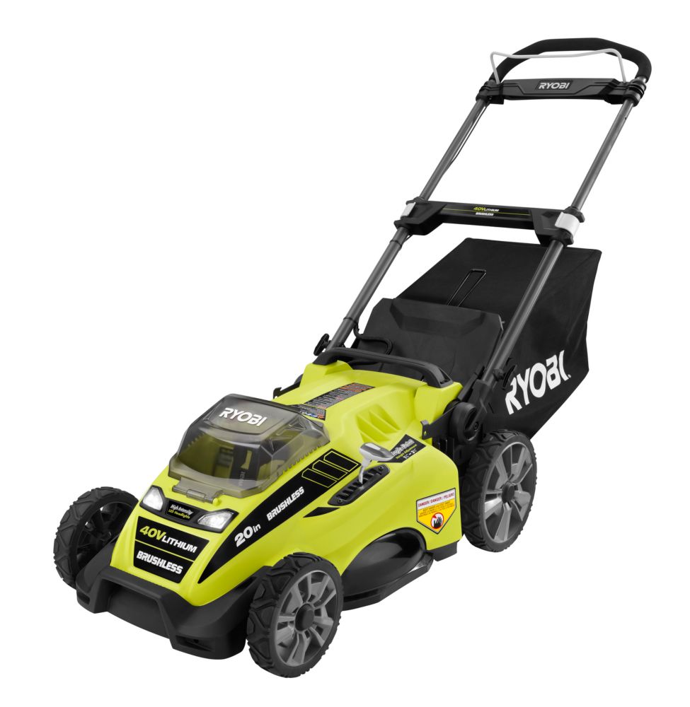 RYOBI 20Inch 40Volt LithiumIon Brushless Cordless Push Lawn Mower