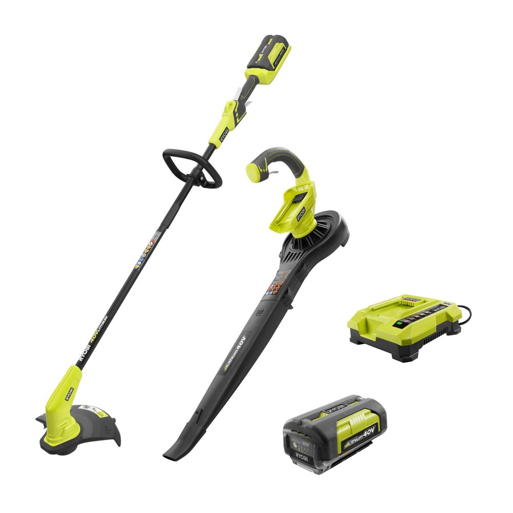 40V LithiumIon Cordless String Trimmer and Blower / Sweeper Combo Kit