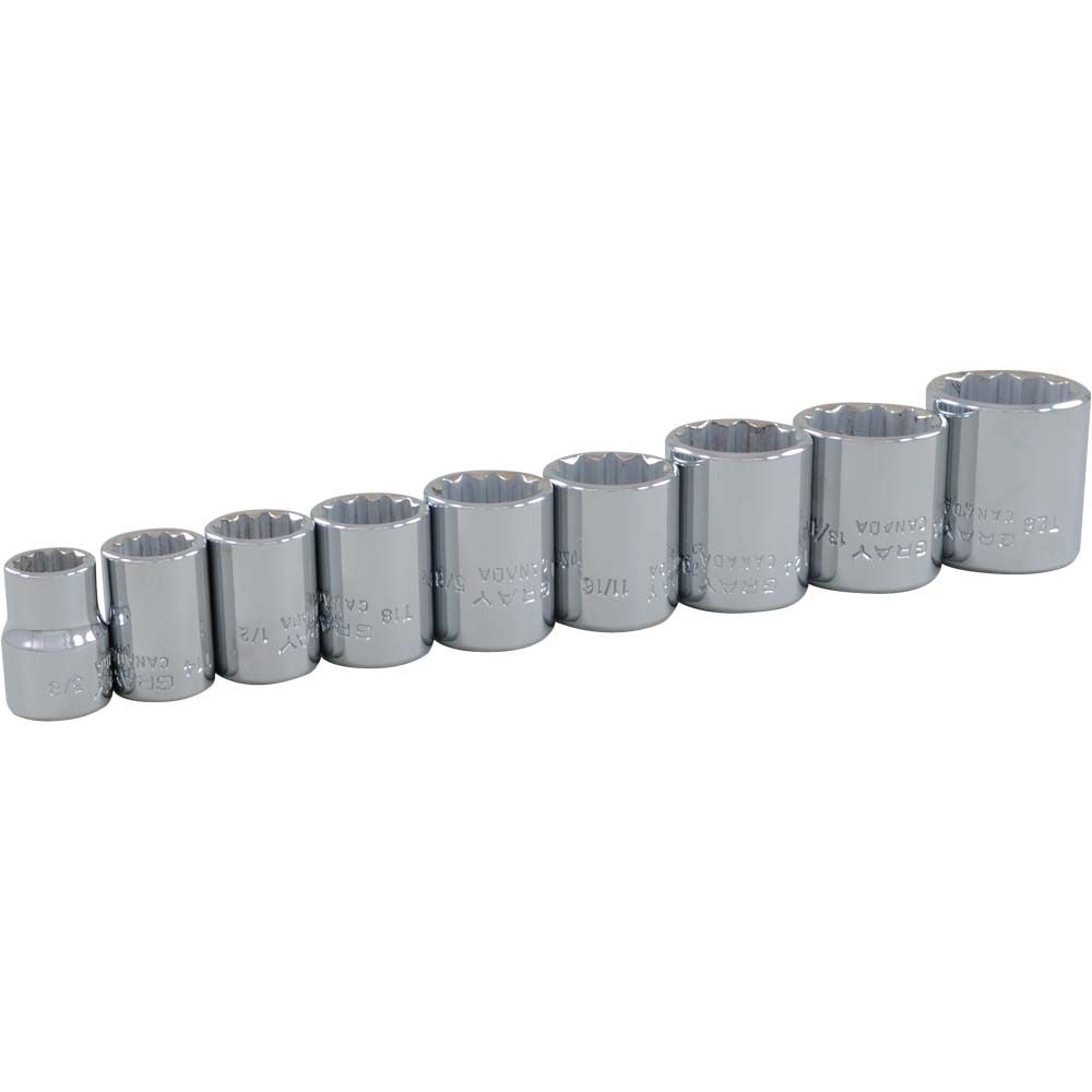 GRAY TOOLS 9Piece Socket Set 3/8 Inch Drive 12 Point Standard Sae The Home Depot Canada