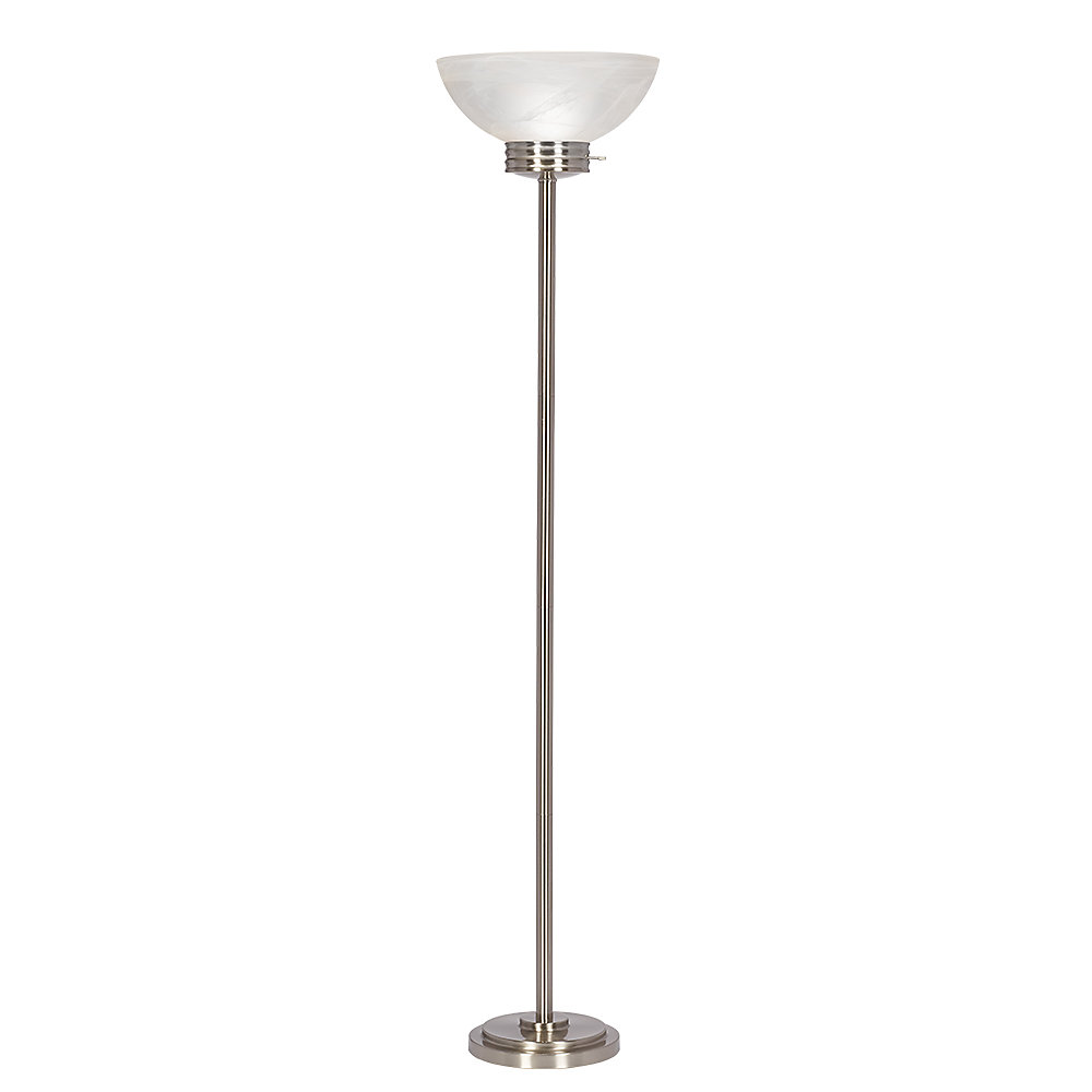71-inch Floor Lamp in Brushed Nickel with Glass Shade