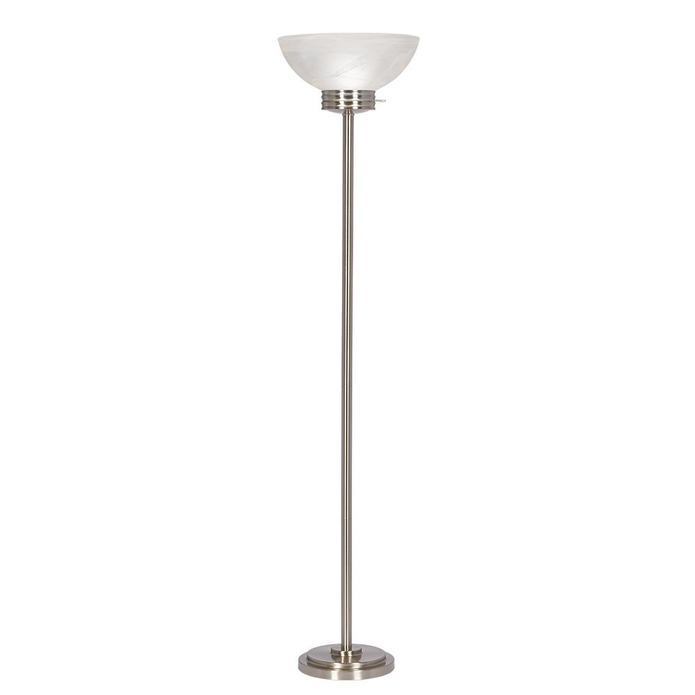 71-inch Floor Lamp in Brushed Nickel with Glass Shade