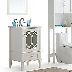 Paige 21-inch W 1-Drawer 1-Door Freestanding Vanity in White With Quartz Top in White