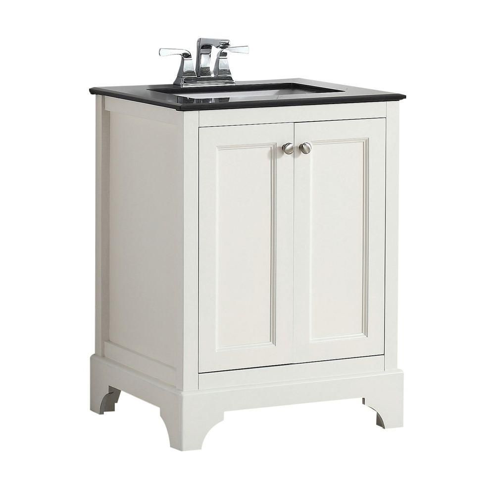 Cambridge 24-inch W Vanity in Soft White with Granite Top in Black Cambridge 24-inch W Vanity in Soft White with Granite Top in Black