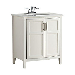 Winston 31-inch W 2-Door Freestanding Vanity in White With Quartz Top in White