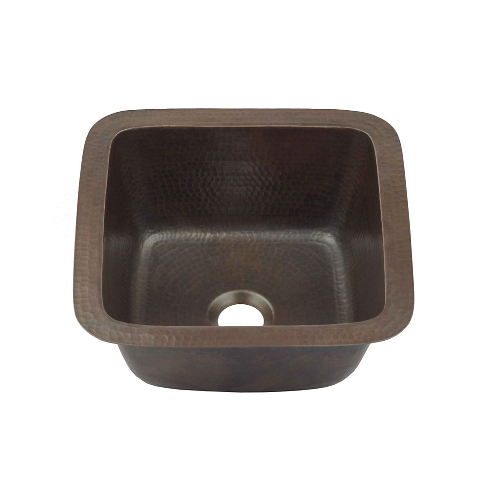 Pollock Undermount Handmade Pure Solid Copper 12 In 0 Hole Bar Prep Copper Sink In Aged Copper