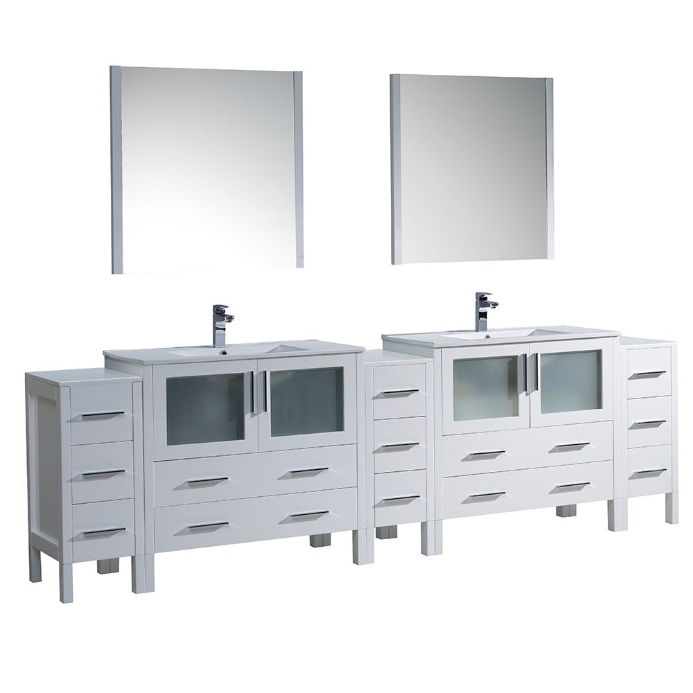 Fresca Torino 108inch W Double Vanity in White with 3 Side