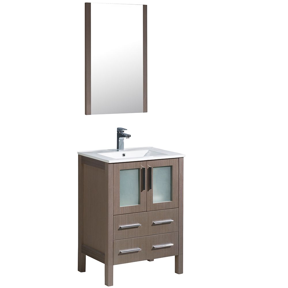 Fresca Torino 24 Inch W Vanity In Grey Oak Finish With Integrated Sink   P 1000862565 