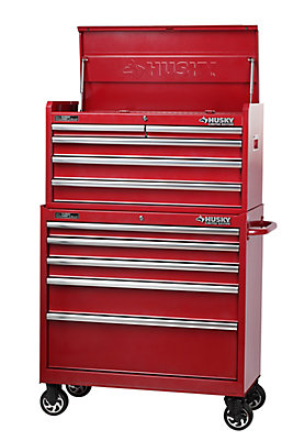 Husky 37 Inch 10 Drawer Tool Chest And Cabinet Metallic Red The Husky 37 Inch 10 Drawer Tool Chest And Cabinet Metallic Red The Home Depot Canada