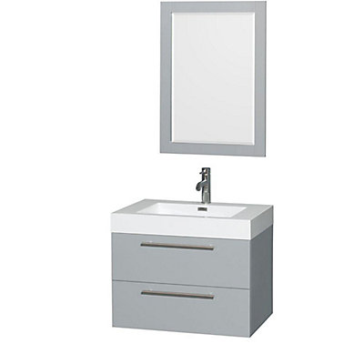 Wyndham Collection Amare 29 Inch W 2 Drawer Wall Mounted Vanity In Wyndham Collection Amare 29 Inch W 2 Drawer Wall Mounted Vanity In Grey With Acrylic Top White Mirror The Home Depot Canada