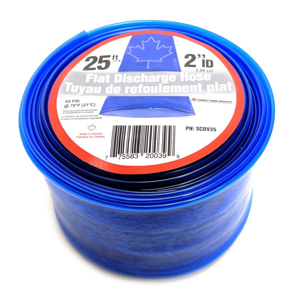CANADA TUBING Flat Discharge Hose, 2 Inch Inside Diameter X 25 Ft Roll