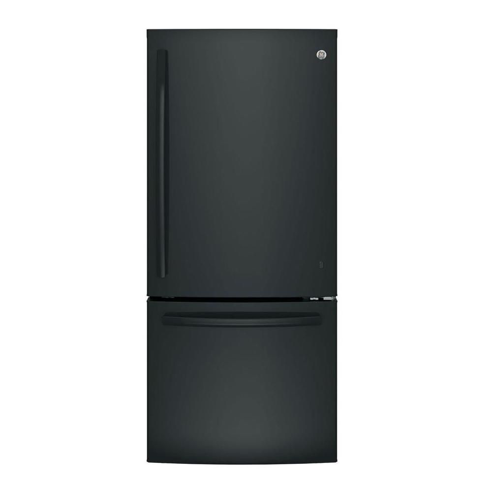 GE 30inch W 20.9 cu. ft. Bottom Freezer Refrigerator in Black ENERGY STAR® The Home Depot