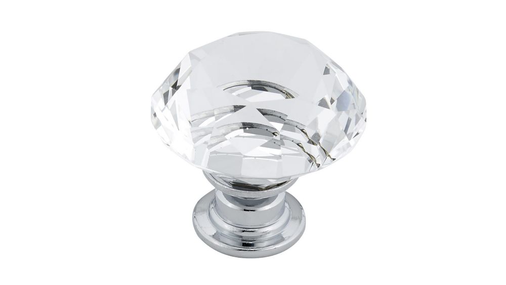 Richelieu Contemporary Crystal Knob 1 3/16 in (30 mm) Dia Clear