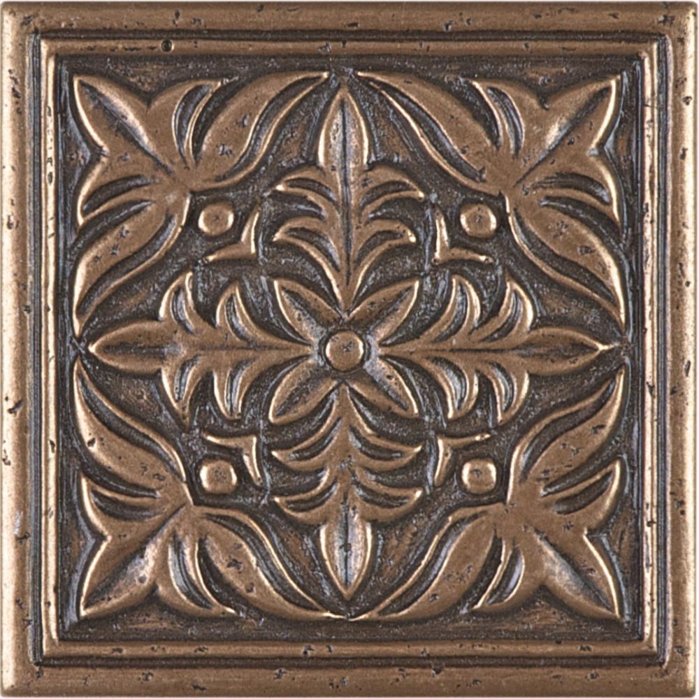 Anatolia Tile 4-inch x 4-inch Fiore Metal Decorative Tile in Bronze