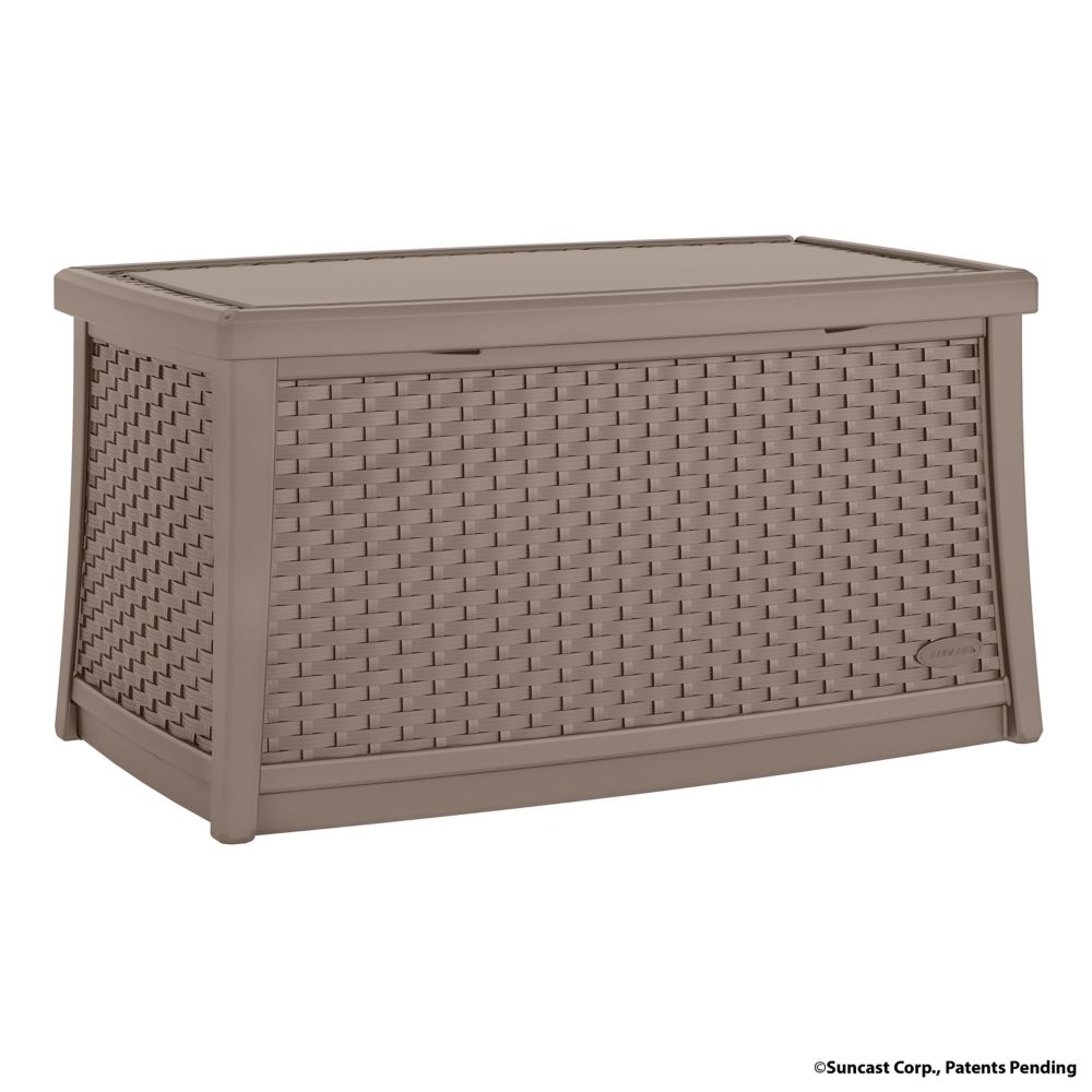 Suncast Patio Coffee Table with Storage in Taupe The Home Depot Canada