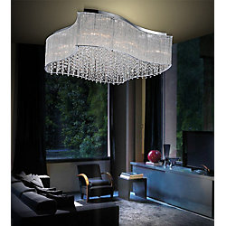 10 Light Flush Mount With Clear Crystals