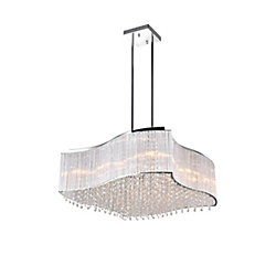 12-Light 40W Chrome Chandelier with Clear Crystals