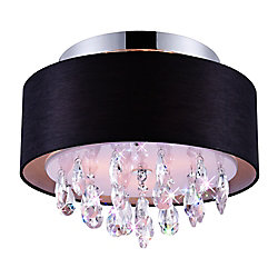 3 Light Flush Mount With Black Shade