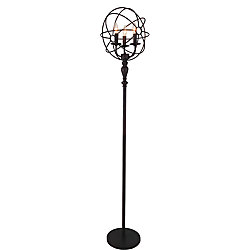 3-Light Floor Lamp with Brown Finish