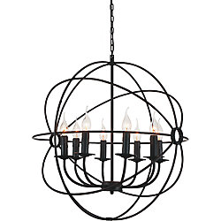 8 Light Chandelier With Brown Finish
