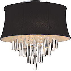 4 Light Flush Mount With Black Shade