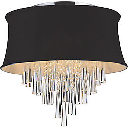 6 Light Flush Mount With Black Shade