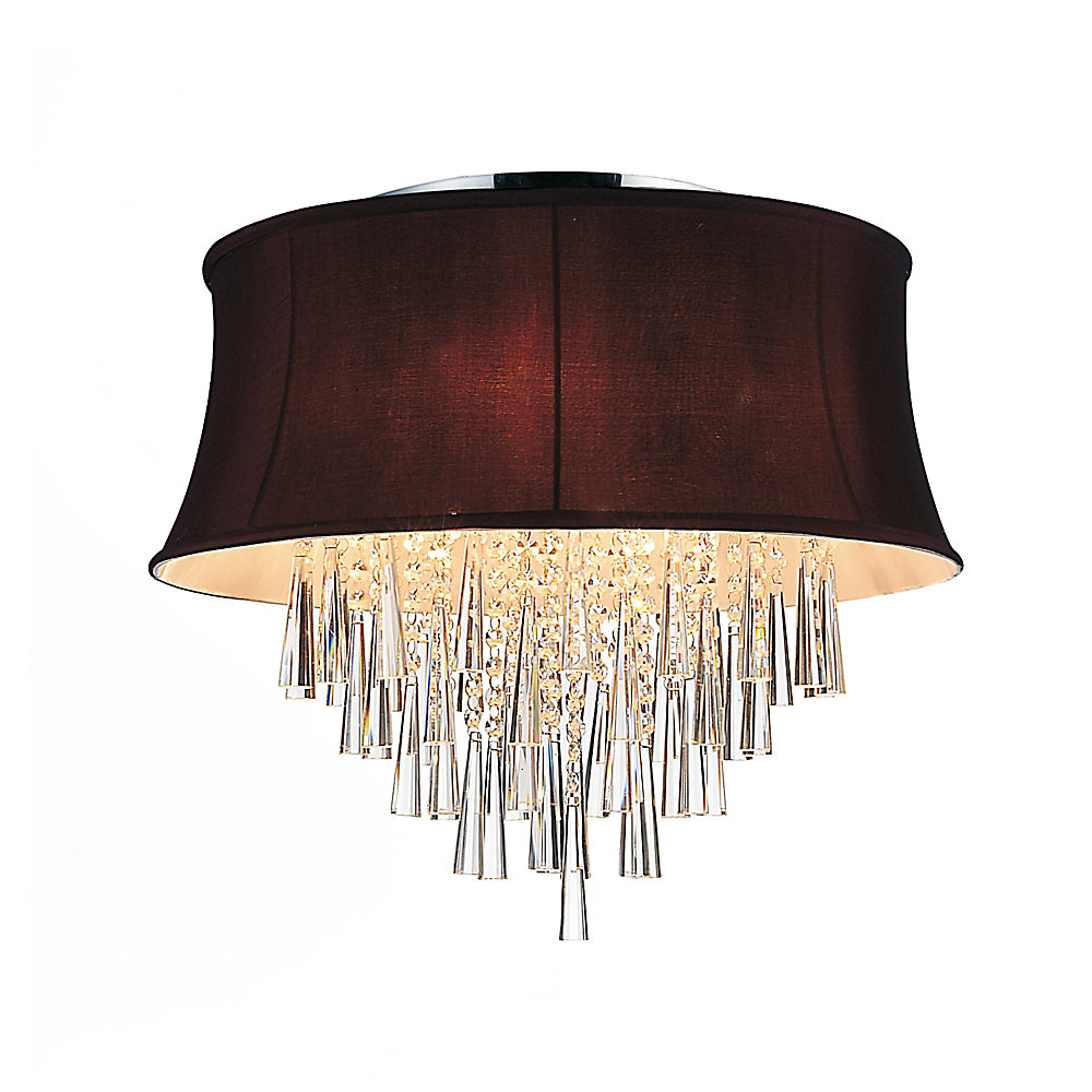 8 Light Flush Mount With Dark Purple Shade